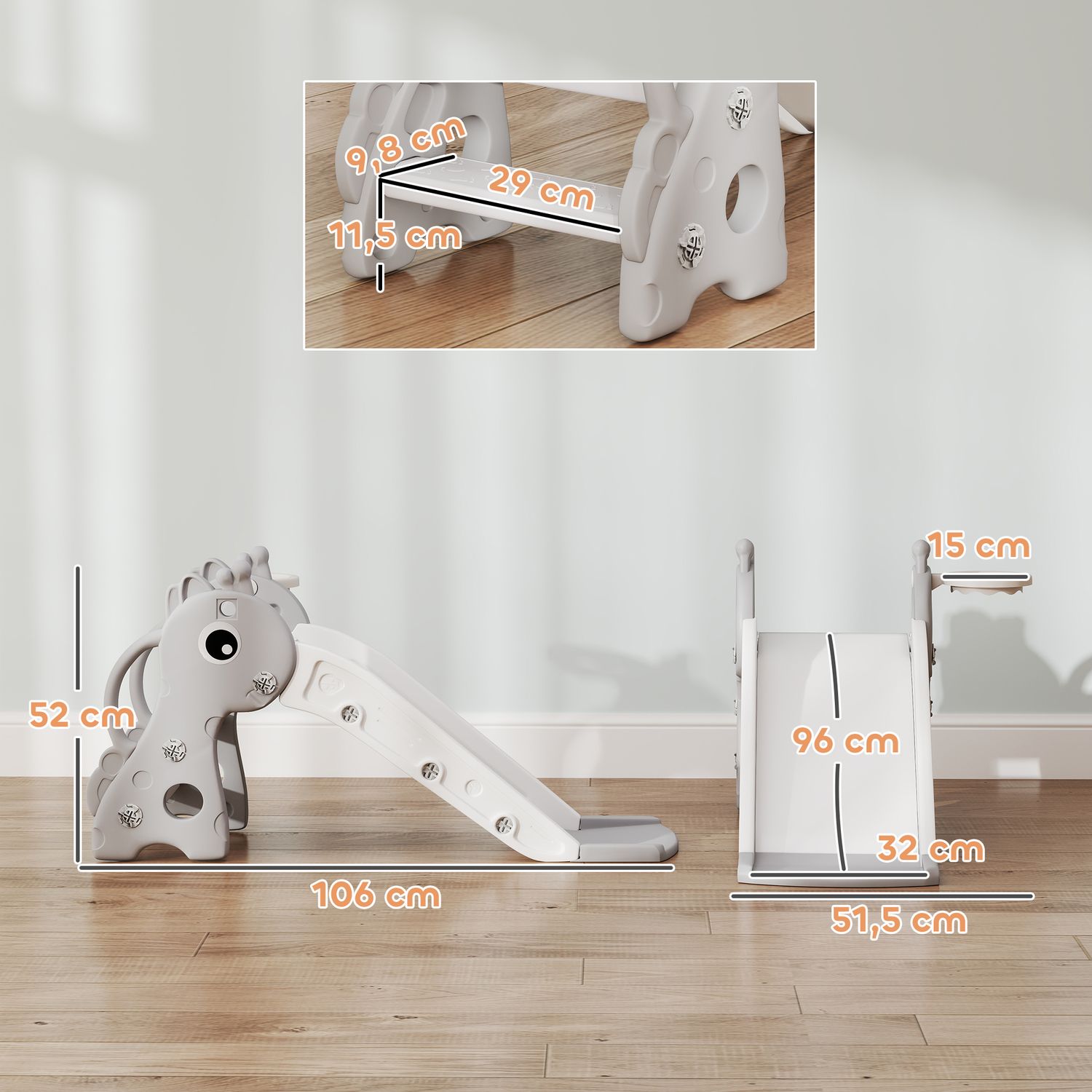 Tobogán Infantil 3 En 1 Con Diseño De Jirafa Gris Aiyaplay