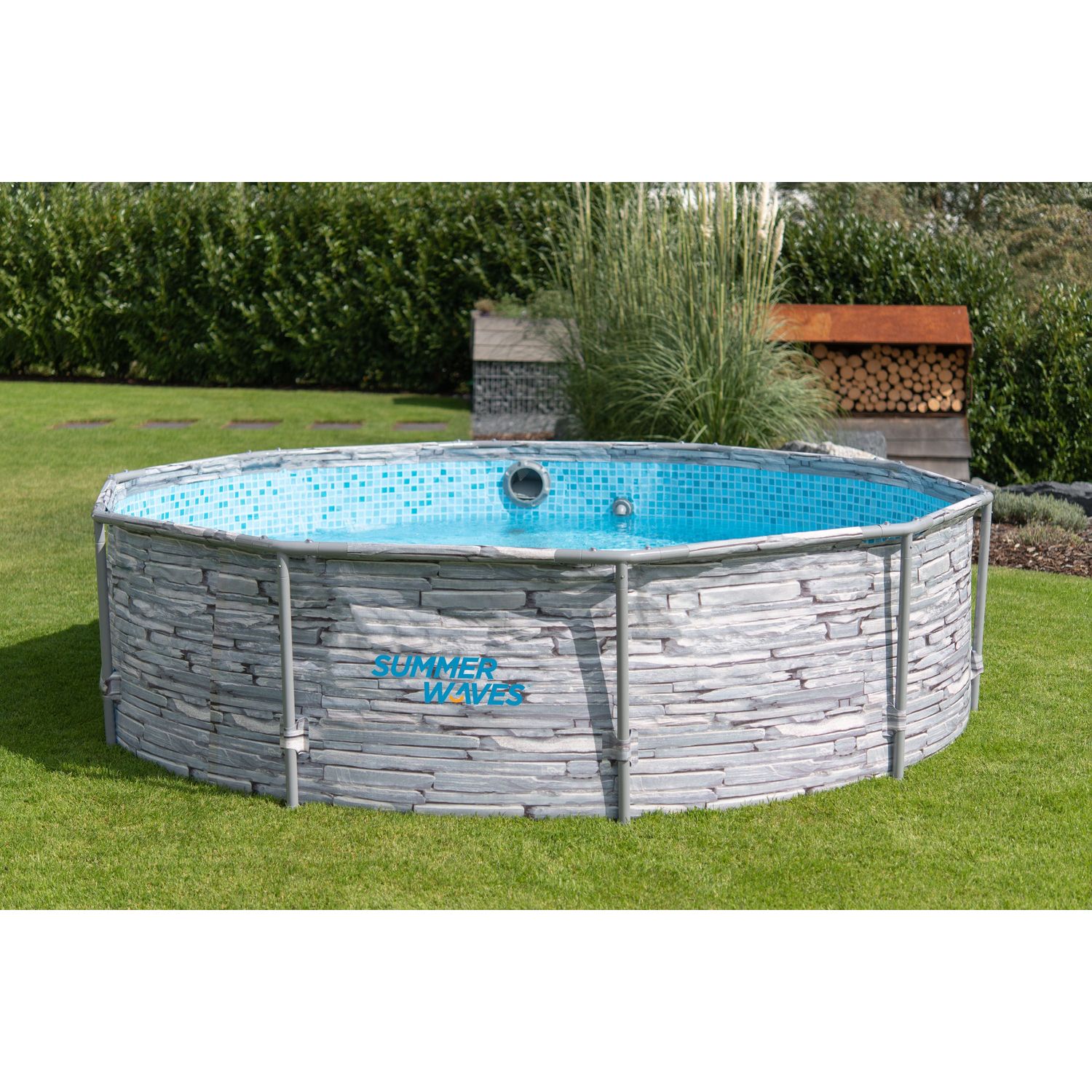 Piscina Tubular Redonda 3,05mx76cm Gris Piedra