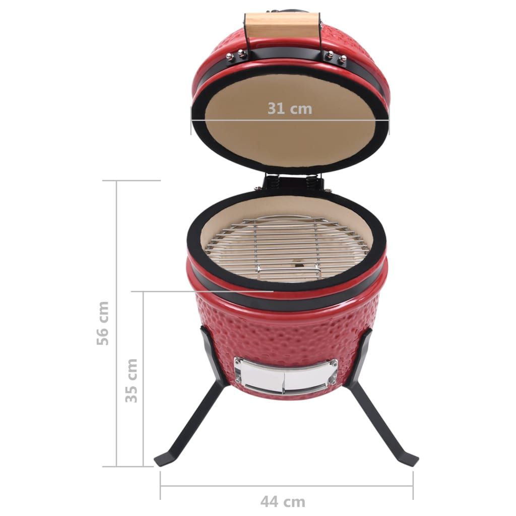 2 En 1 Barbacoa Ahumadora Kamado De Cerámica Rojo 56 Cm Vidaxl