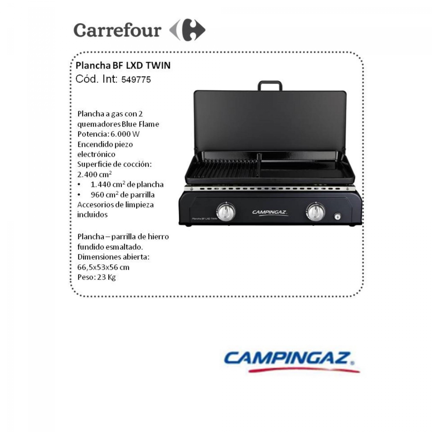 Plancha de Gas Blue Flame LXD Twin