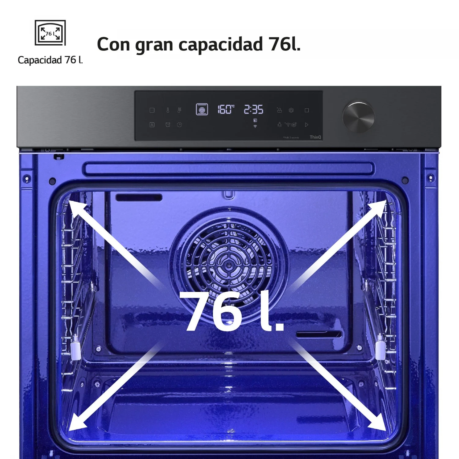 Horno Multifunción LG WS7D7632WB, 3.5 kW, 76 L, Apertura Abatible, 15 Funciones de Cocción, Eficiencia A+ - Negro