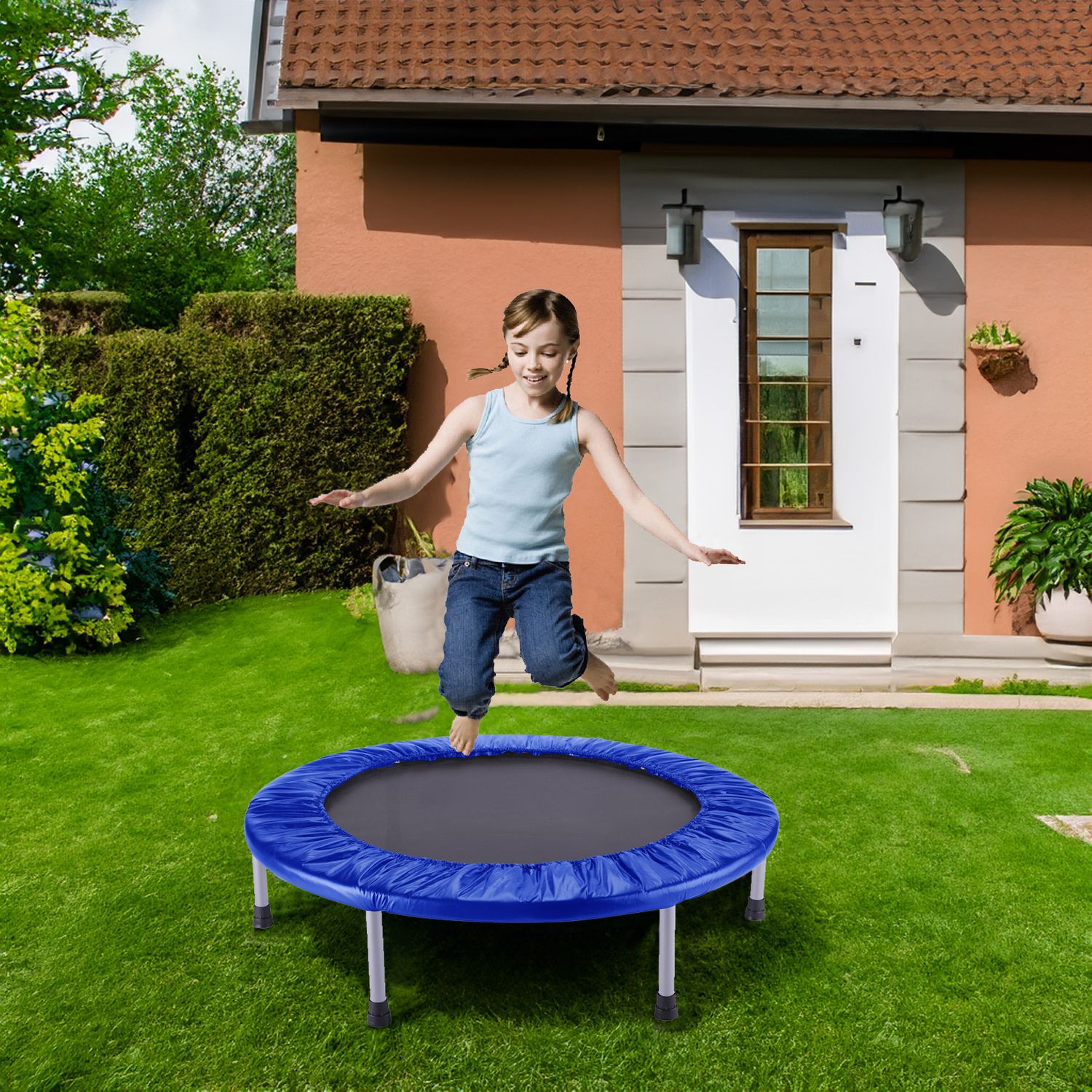 Cama Elástica Trampolín Outdoor Toys Fitness Blue Ø102x22,5 Cm