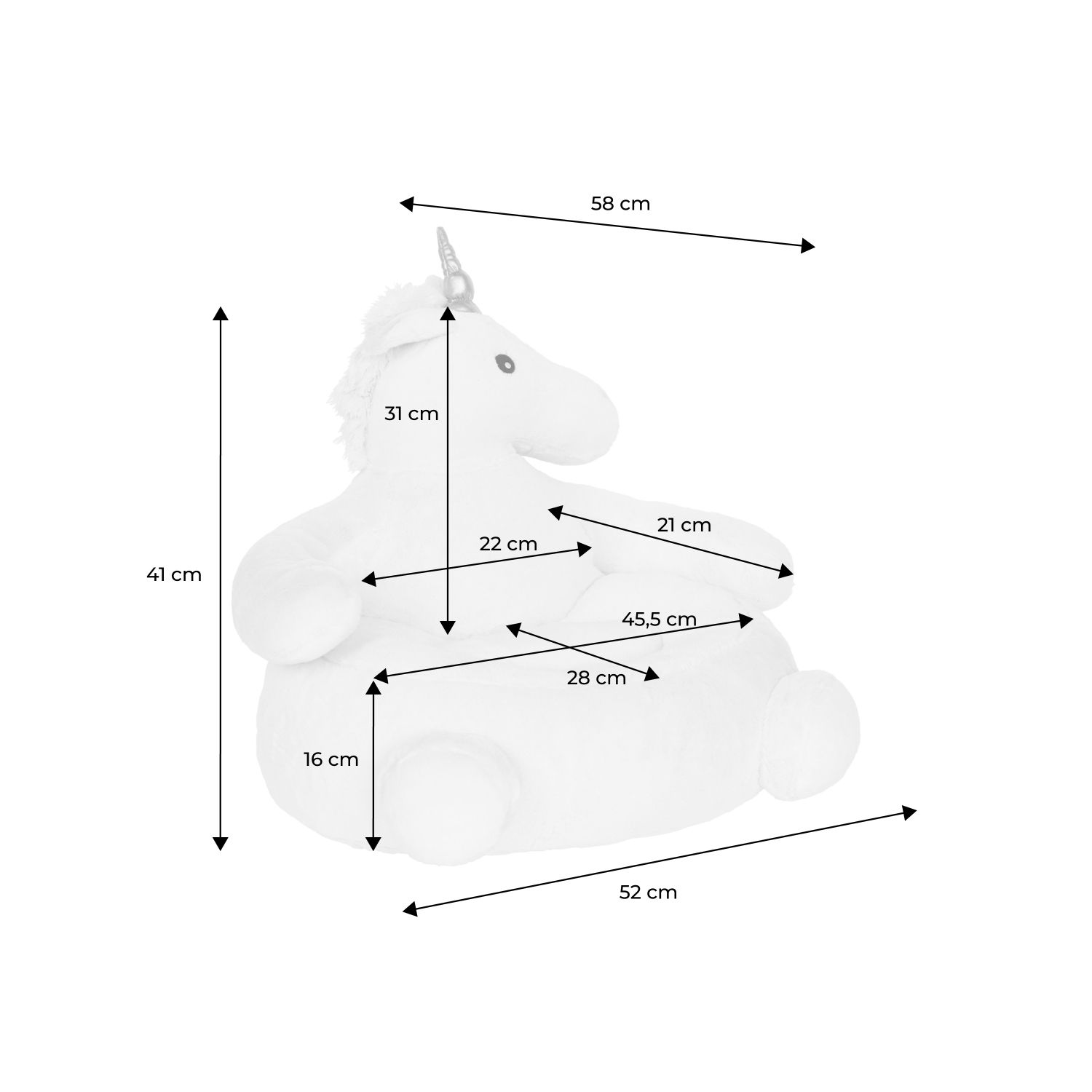 Sillón Unicornio Para Niños, Rose / Blanc