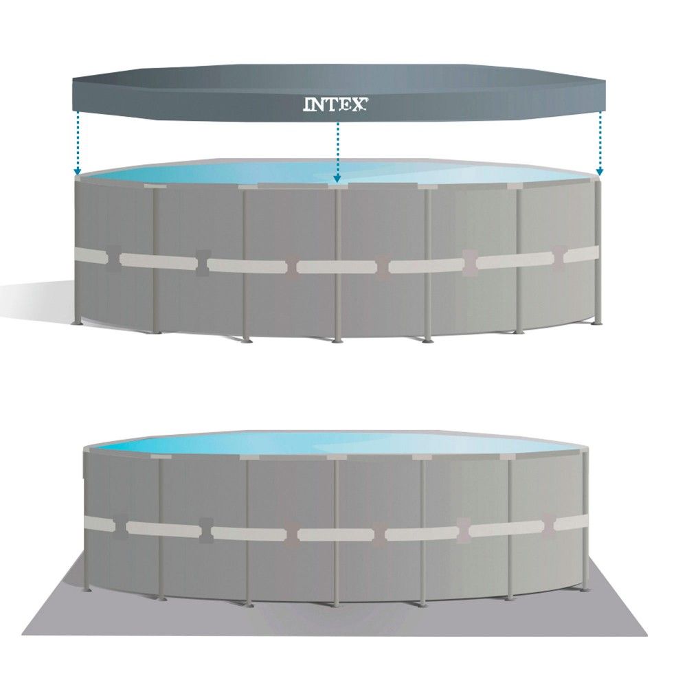 Piscina Desmontable Tubular Circular Pvc 549x132 Gris Oscuro Intex Con Depuradora