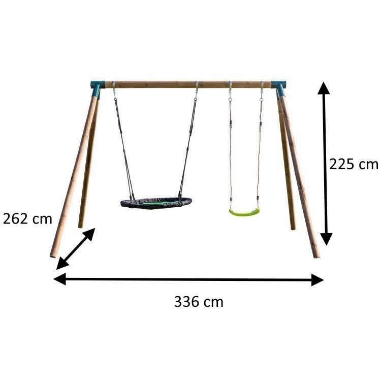 Columpio Doble De Madera Redonda Masgames Doble Plus Xl