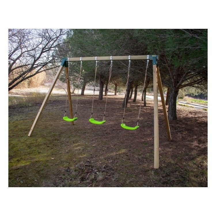 Columpio Triple De Madera Cuadrada Masgames Nori Xl