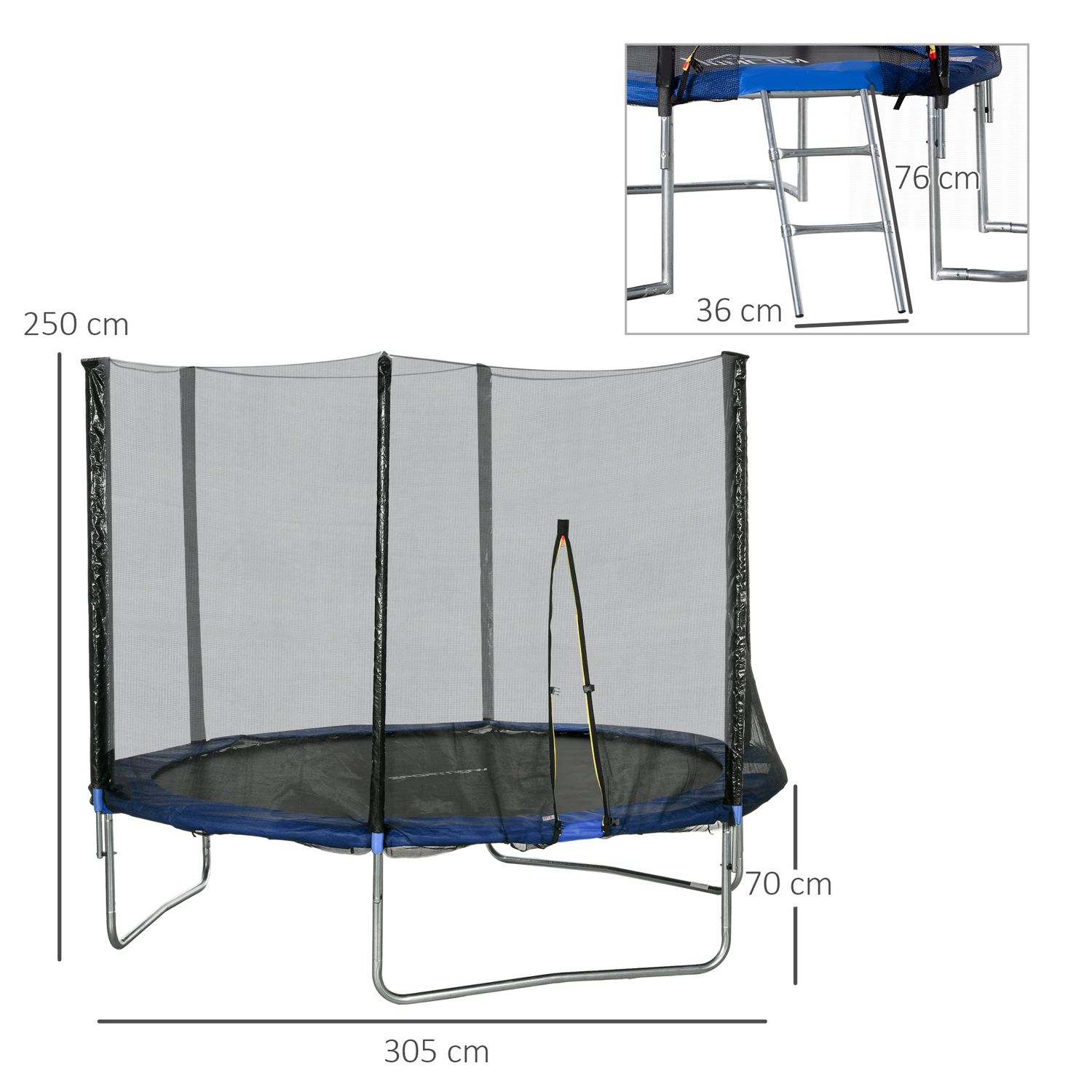 Cama Elástica Sportnow Acero Pp, Ø305x250 Cm, Azul