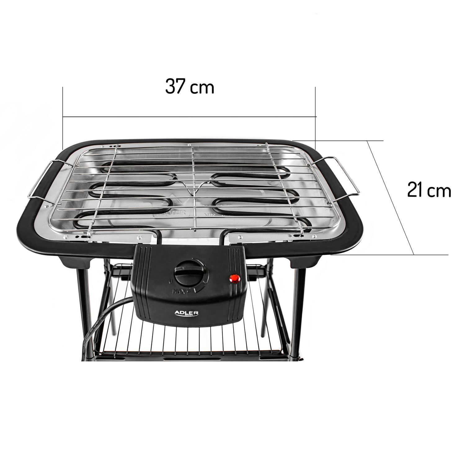 Barbacoa Eléctrica Con Patas, Parrilla Cromada, Ajuste Temperatura, Interior /exterior, Desmontable Negro 2000w Adler Ad 6602