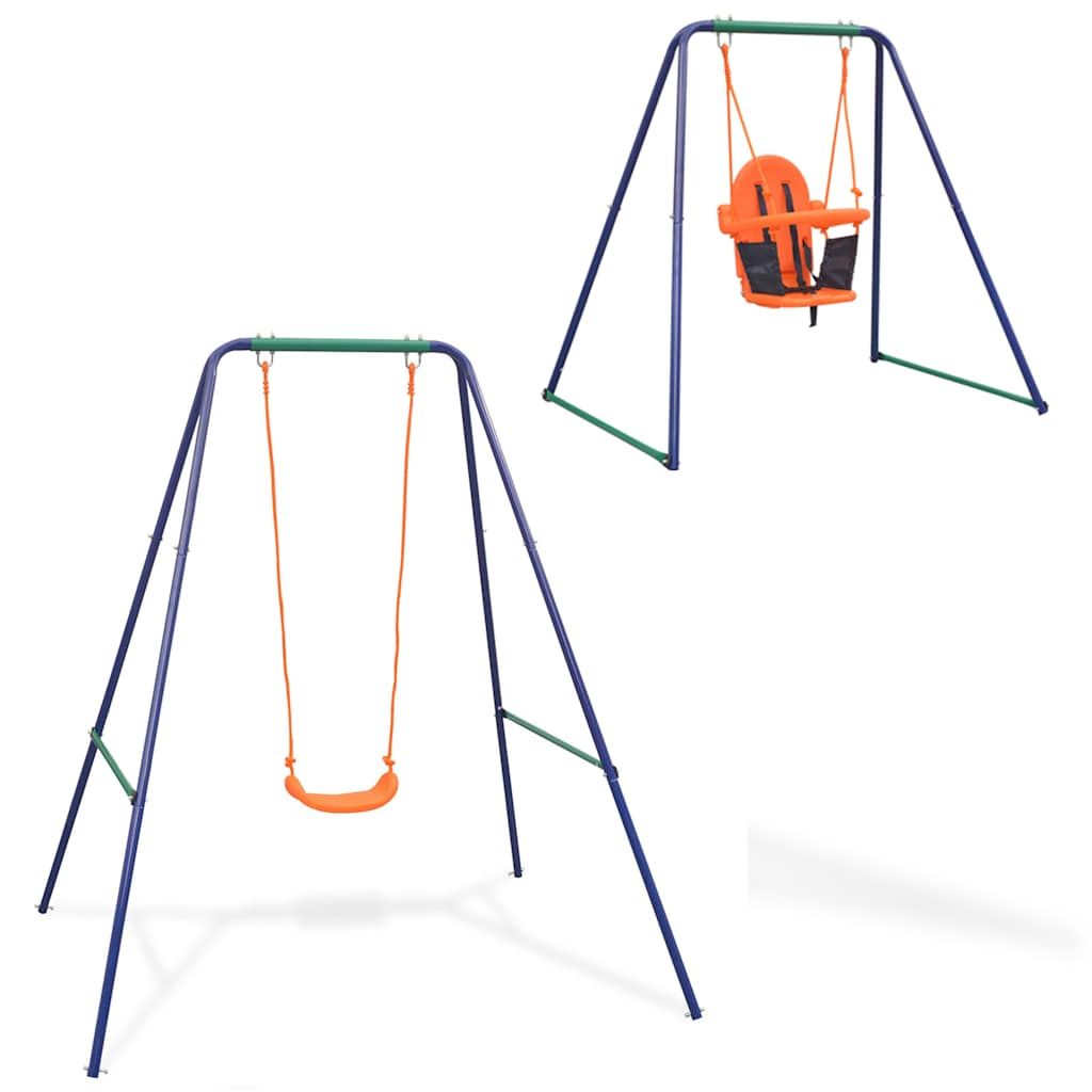 Columpio Individual Y Columpio Para Niños 2 En 1 Naranja Vidaxl