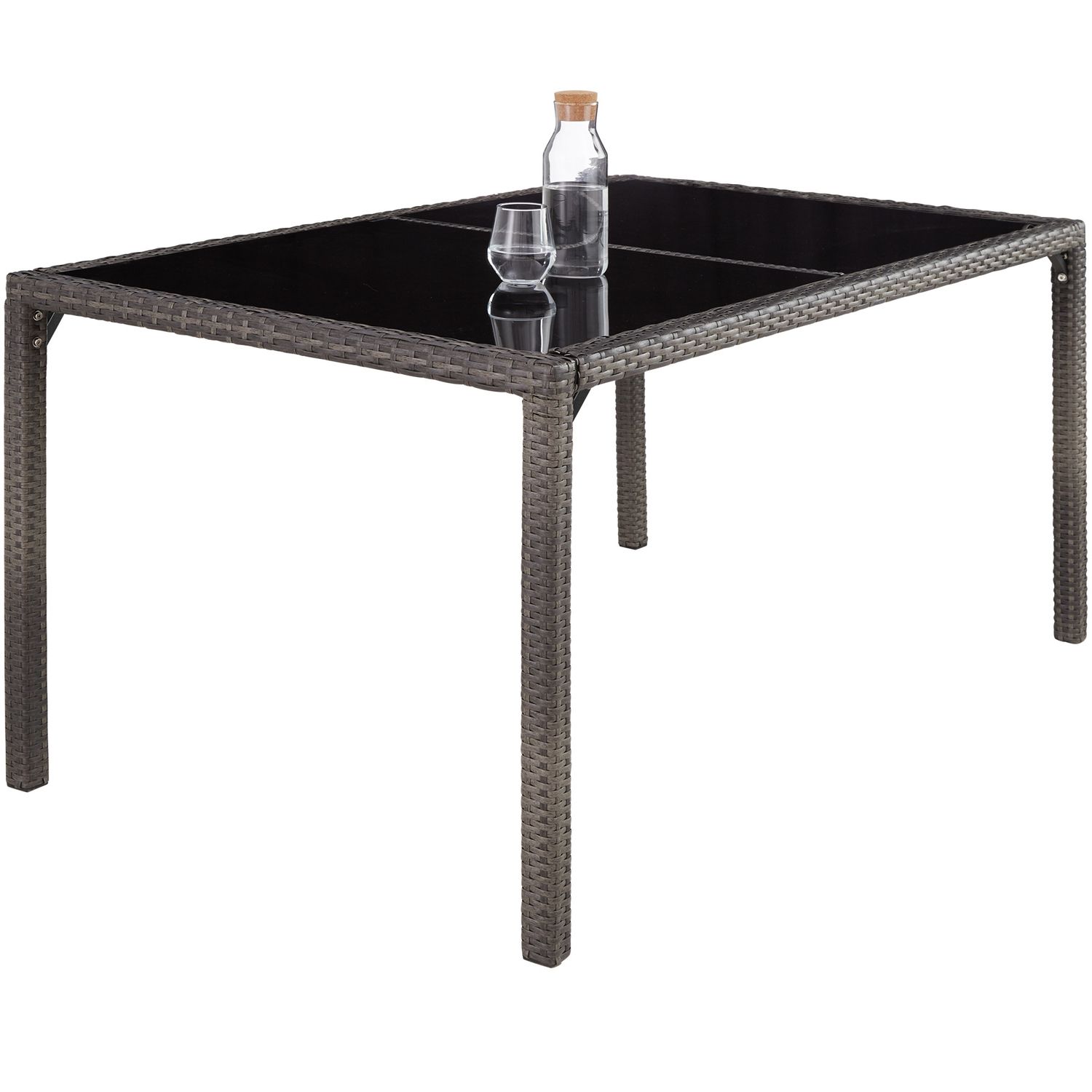 Conjunto De Ratán 6+1 - Gris/blanco