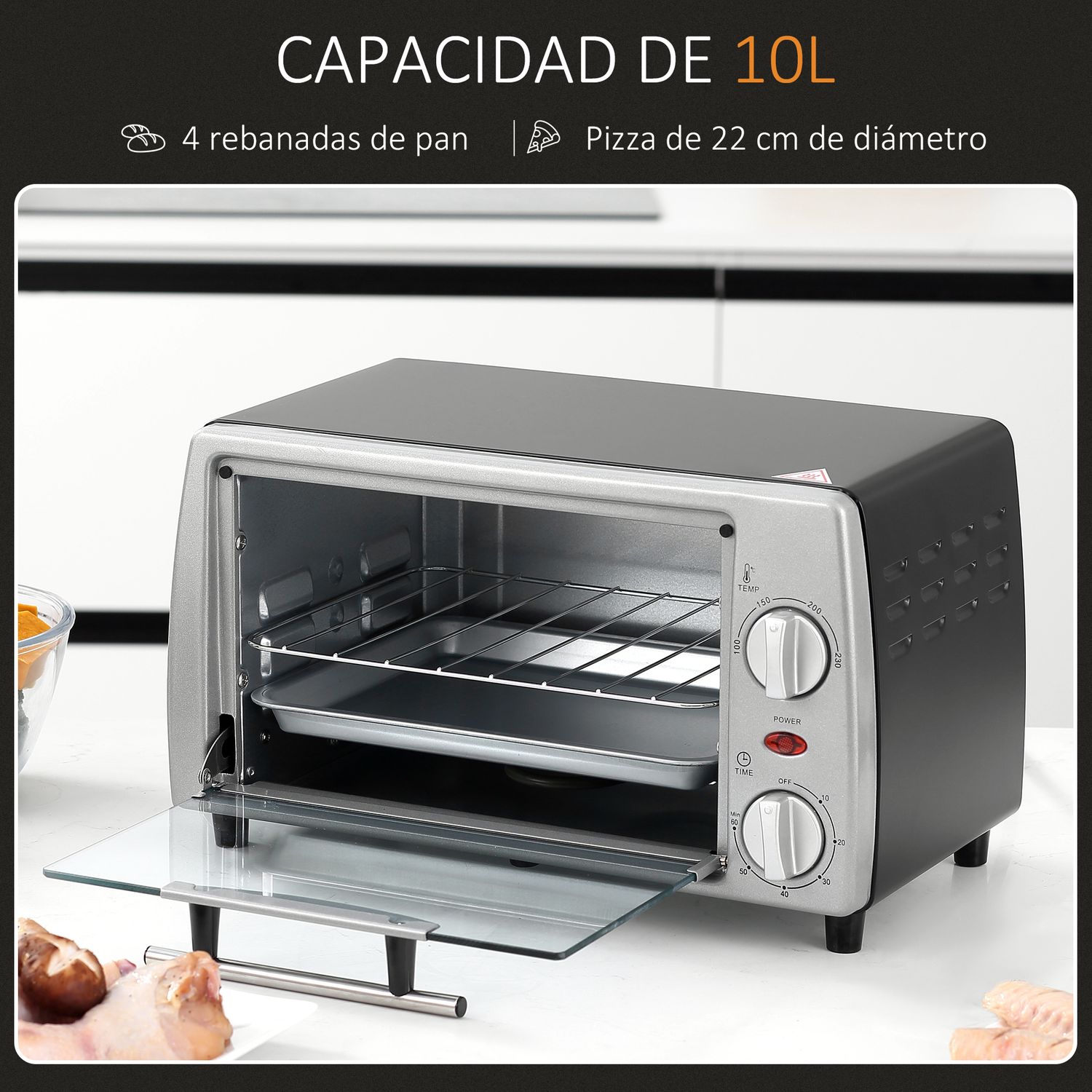 Horno Eléctrico Sobremesa 10 L 750w Con Temperatura Hasta 230 ℃homcom