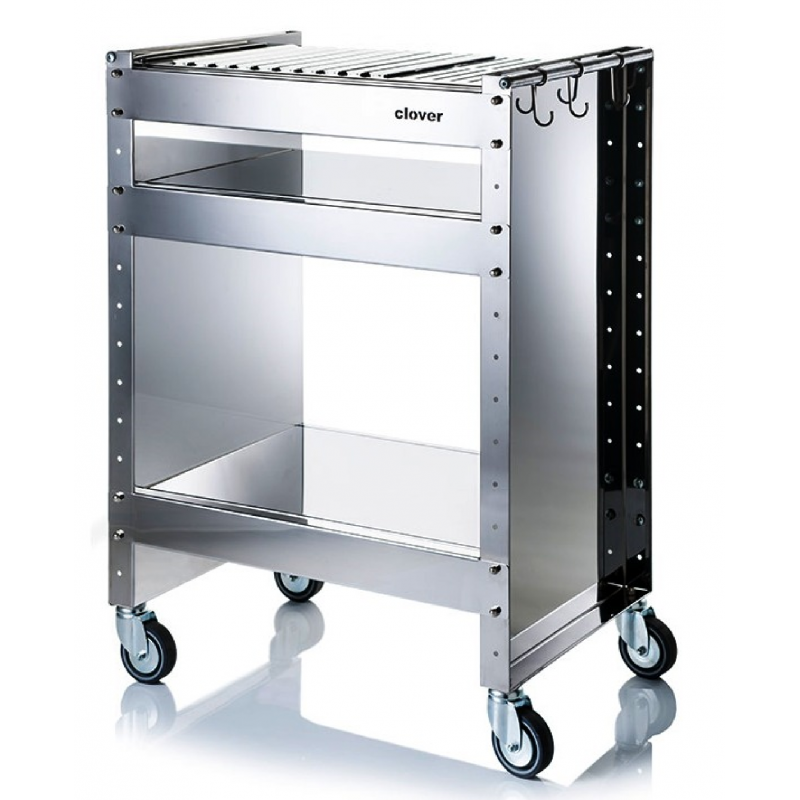Barbacoa De Carbón Con Ruedas Clover En Acero Inoxidable,,