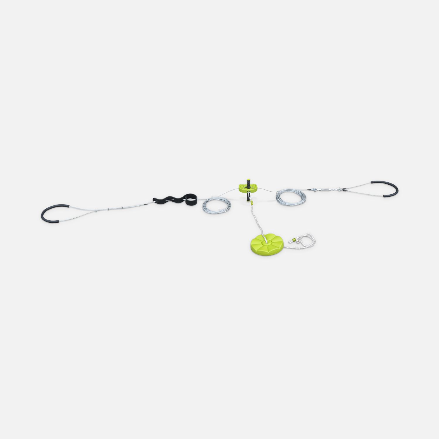 Tirolina Para Niños Con Columpio De 30m, Verde