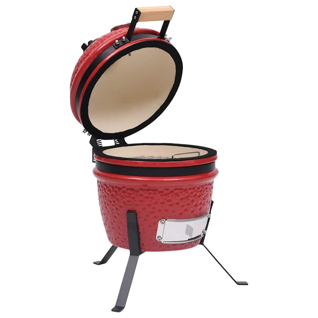 2 En 1 Barbacoa Ahumadora Kamado De Cerámica Rojo 56 Cm Vidaxl