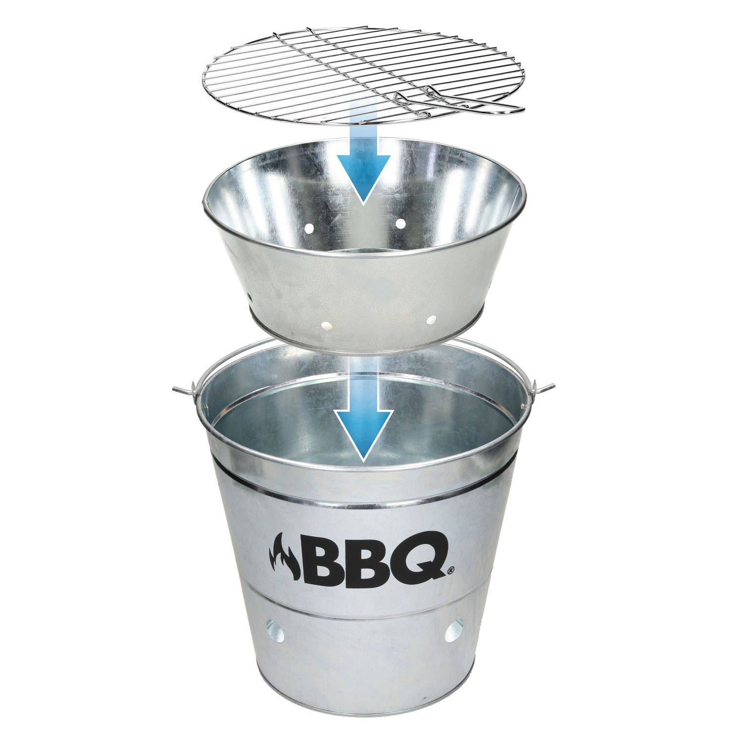 Cubo Grill Con Rejilla Y Asa De Transporte Ø25cm Plata Ecd Germany