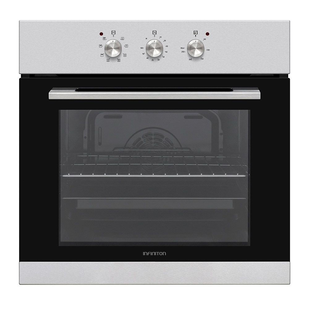 Infiniton Horno B698 - Horno Eléctrico Multifunción, Inox, 70 Litros, 3000w, 60cm De Alto, 8 Funciones, Doble Acristalamiento, Clase A