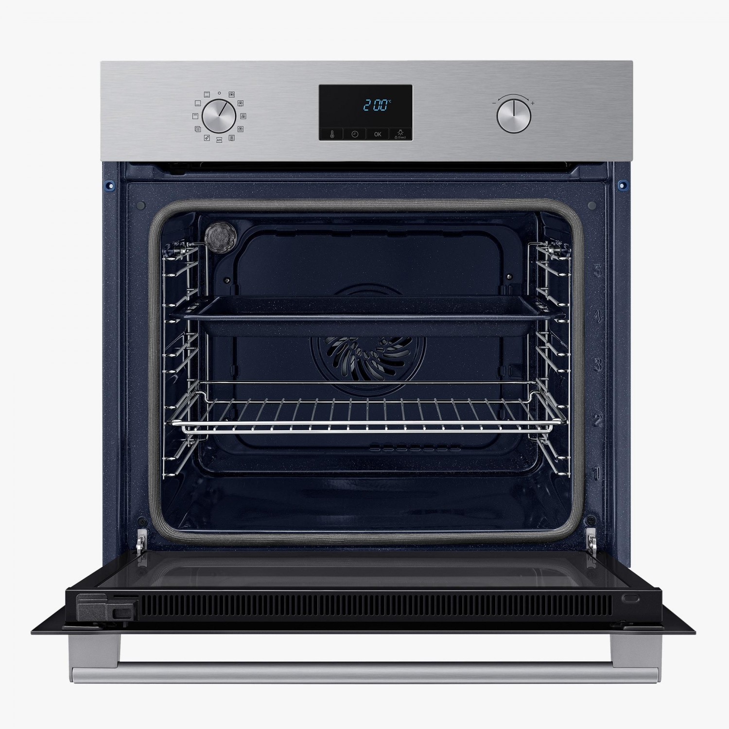 Horno Multifunción Samsung A NV68A1170BS, 1.8 kW, 68 L, Apertura Abatible, 7 Funciones de Cocción, Eficiencia A - Inox