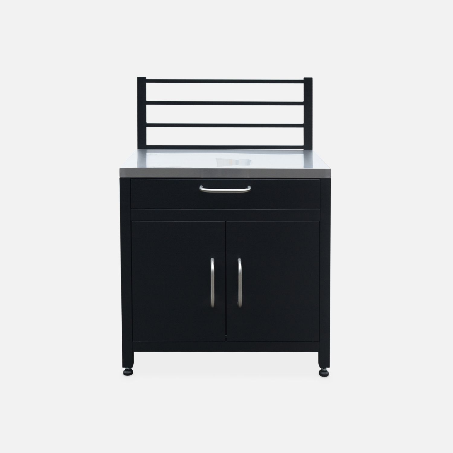 Cocina Exterior De Acero 1 Cajón Y 2 Puertas, 80cm, Negro