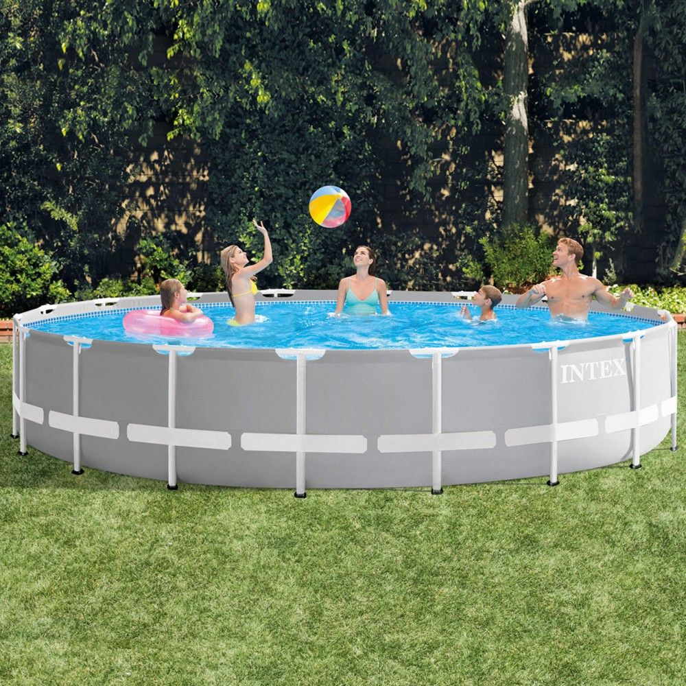 Piscina Desmontable Tubular Circular Pvc 549x122 Cm Gris Intex Con Depuradora