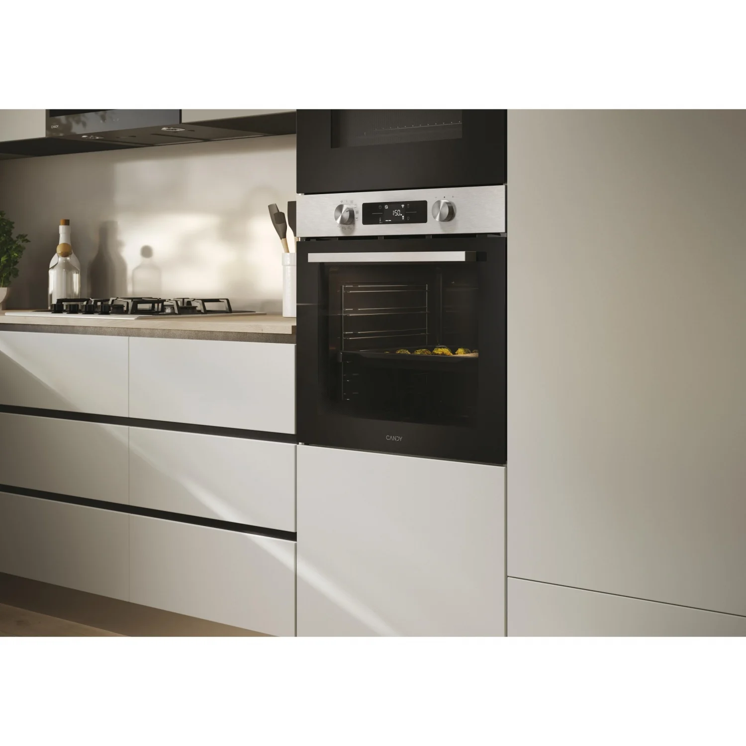 Horno Multifunción Candy CA6 N5B3EYTX, 3.3 kW, 78 L, Apertura Abatible, 12 Funciones de Cocción, Wifi, Eficiencia A++ - Inox