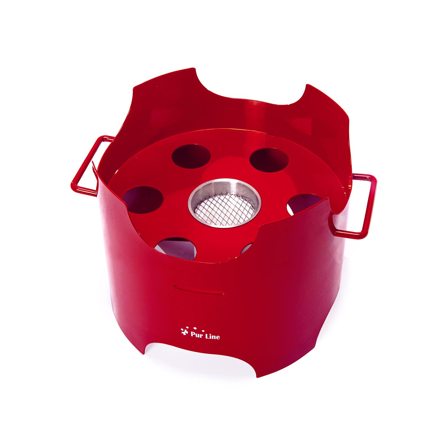 Barbacoa De Etanol 0.5l En Acero Rojo Y Plancha Redonda De Hierro