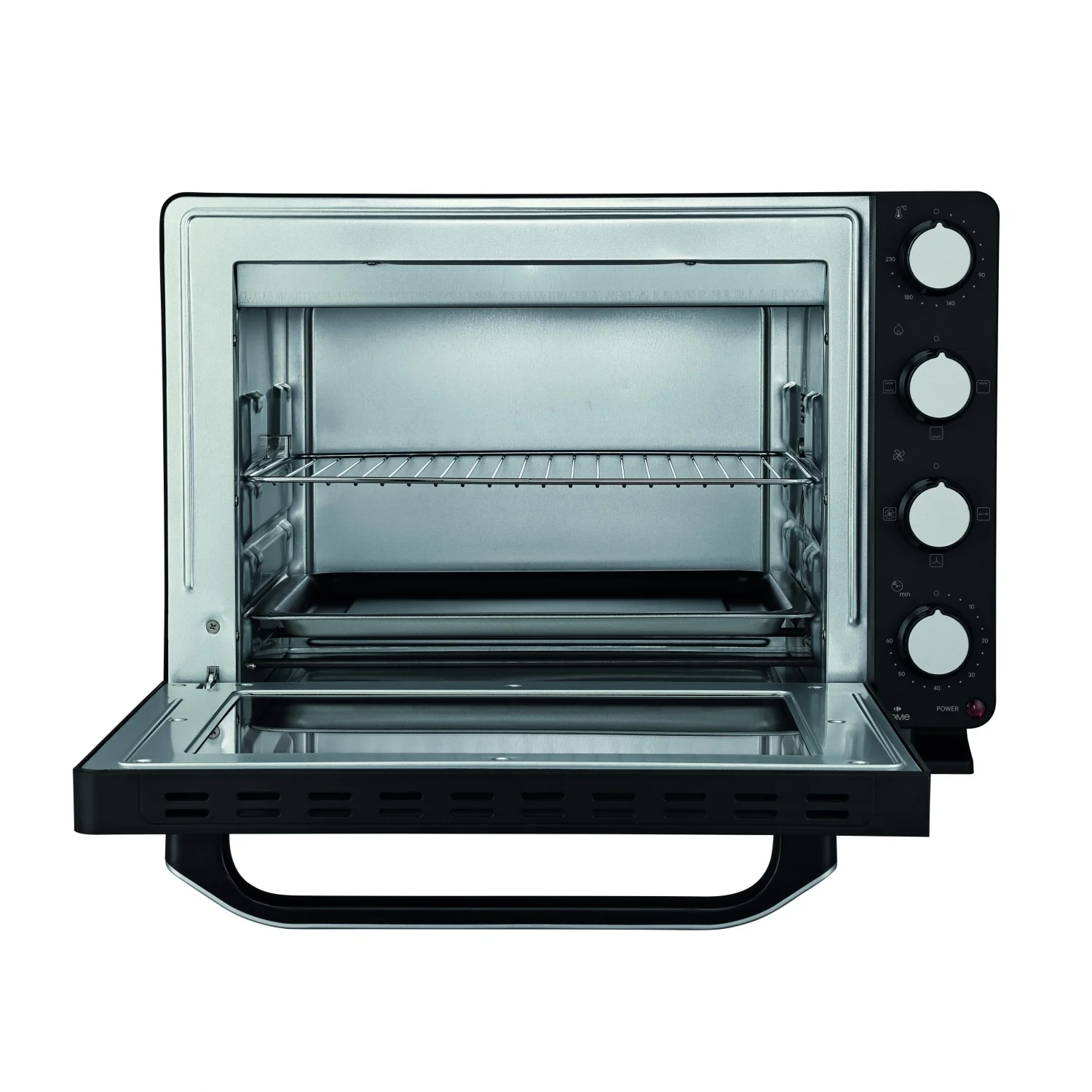 Horno de sobremesa Carrefour Home HTO36-25, 1.6 kW, 36 L, Apertura Abatible, 12 Funciones de Cocción - Negro