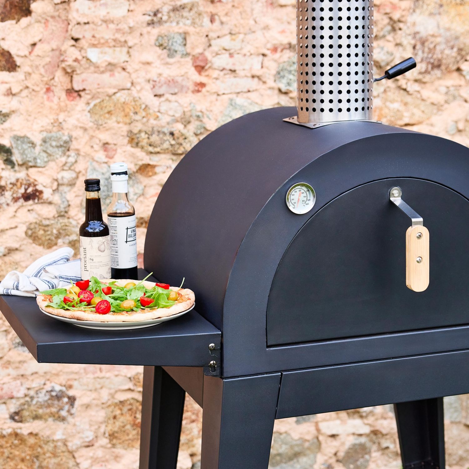 Horno De Pizza Exterior Con Mesa, Negro