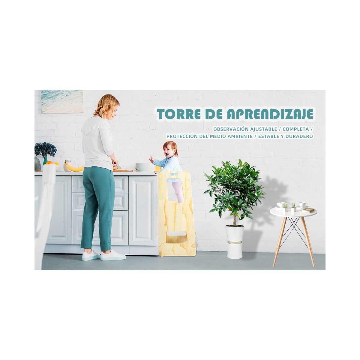 Torre De Aprendizaje Montessori De Madera Natural Camel - Juegos Y Juguetes Infantiles Para Niños