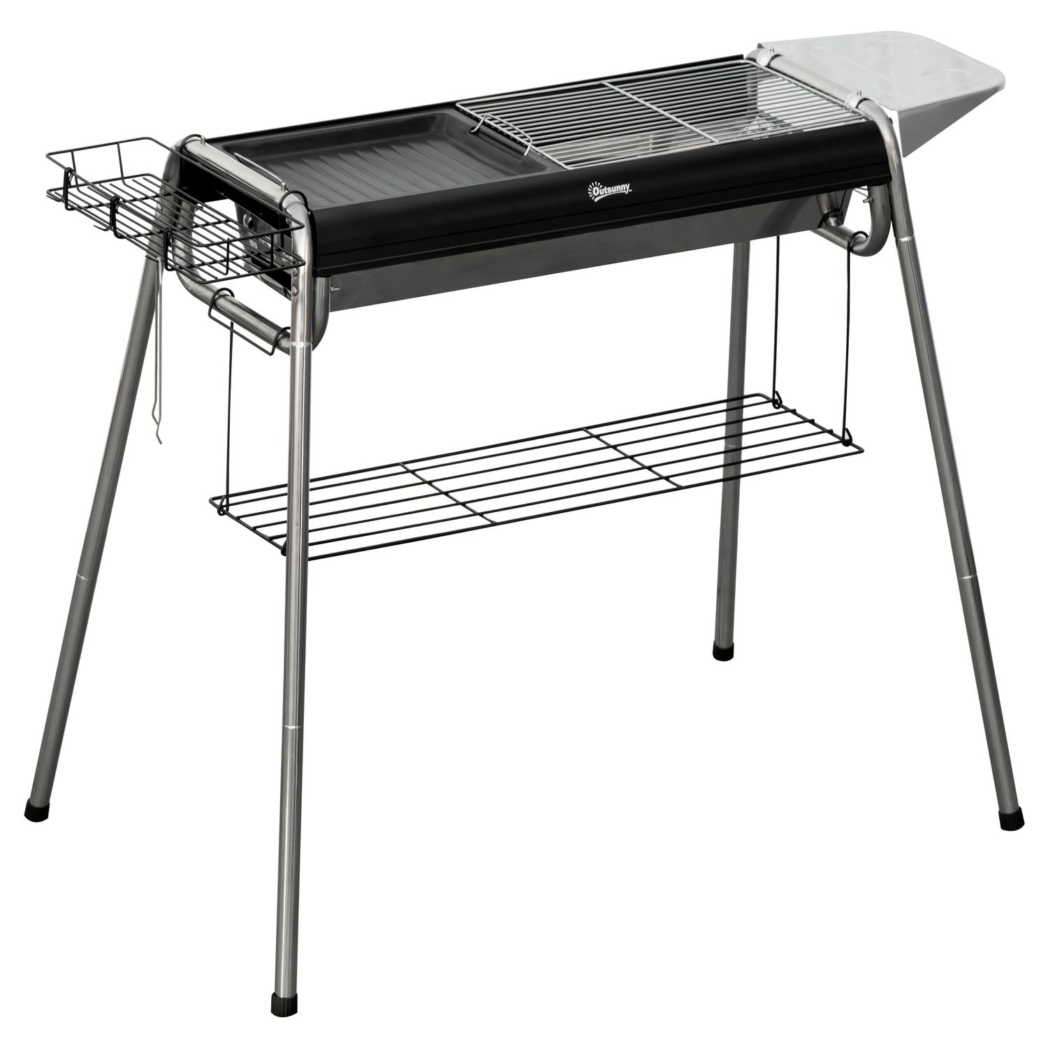 Barbacoa De Carbón Outsunny Acero Inoxidable Metal 96x61x72 Cm Negro