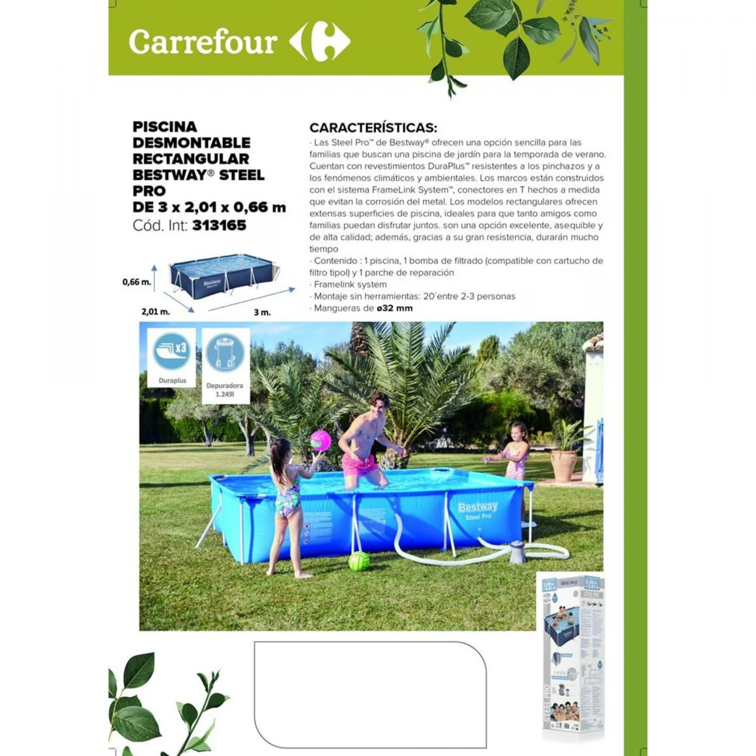 Piscina Tubular 300x201x66 cm Bestway