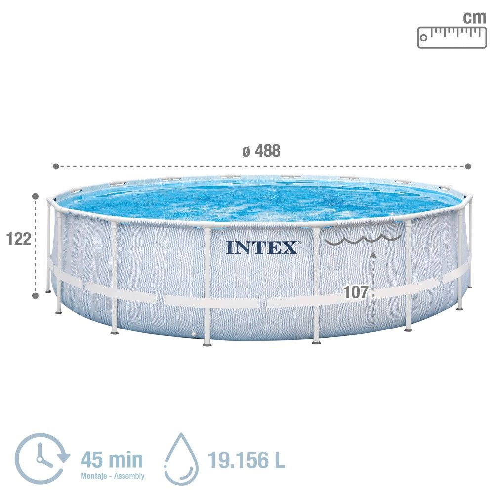 Piscina Desmontable Tubular Circular Pvc 488x122cm Gris Intex Con Depuradora