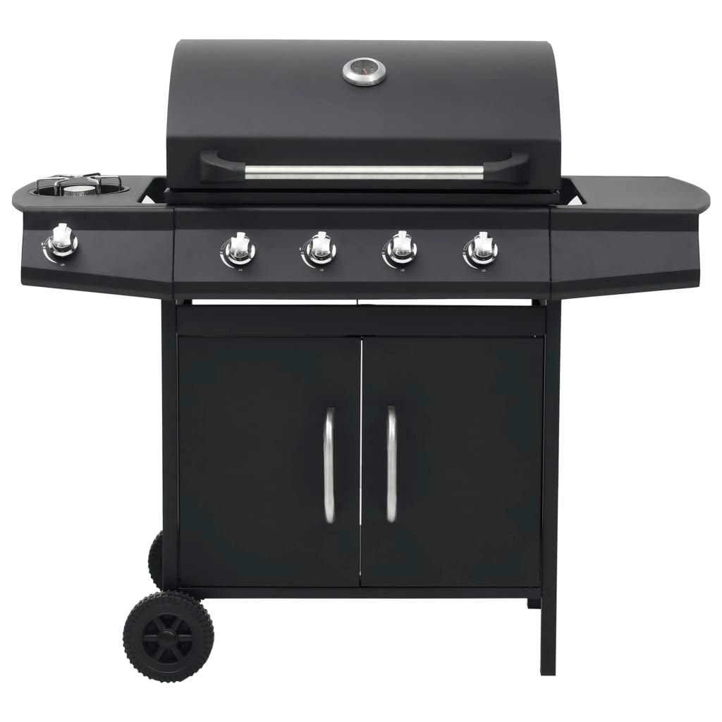 Barbacoa Grill De Gas 4+1 Quemadores Negro Vidaxl