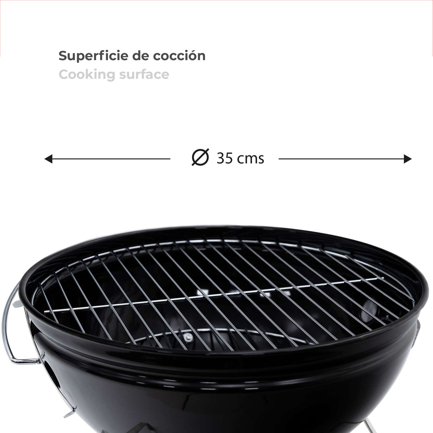 Barbacoa De Carbón Portátil De Sobremesa Kekai Tahoe  37x37x44 Cm Tapa Con Sistema De Transporte Y Bloqueo Esmaltado Negro