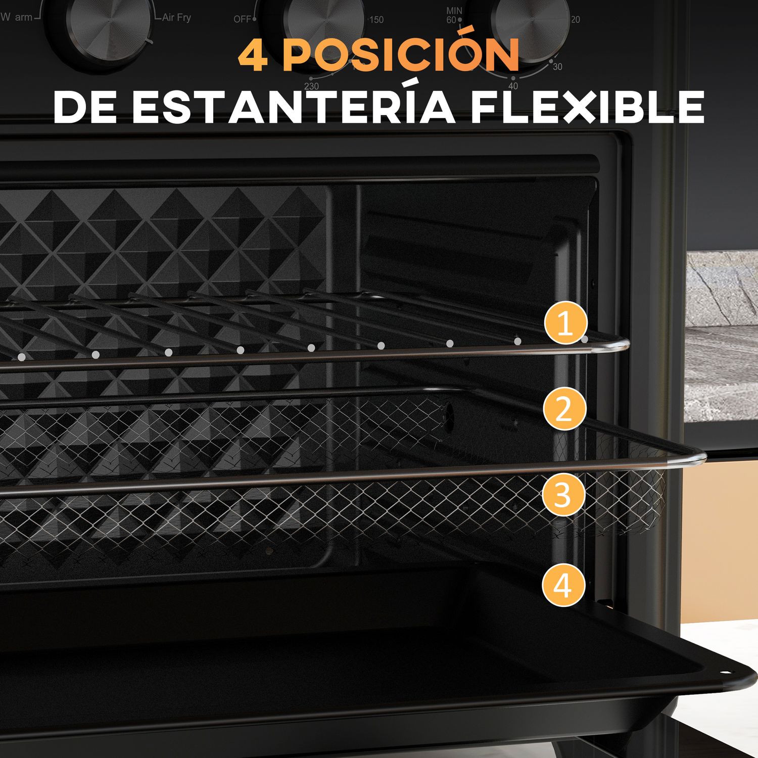 Horno Eléctrico De Sobremesa De 30l 1600w Con 7 Modos De Calor Homcom