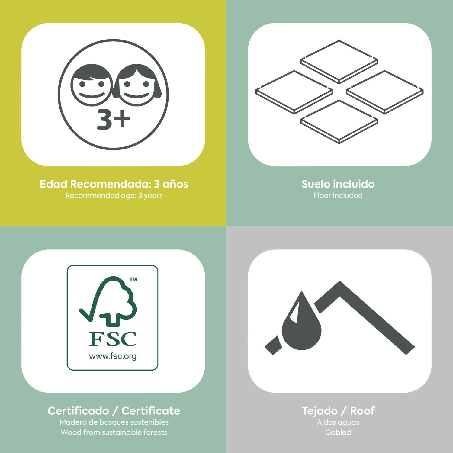 Casita Infantil De Madera Robincool 1,2 M² De 116x138x132 Cm Diseño Abierto Con Ventanas Y Banco Exterior