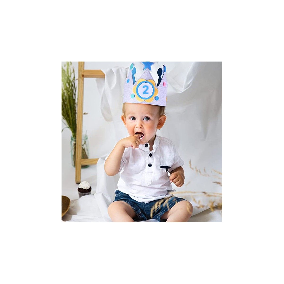 Corona Cumpleaños Con Números Intercambiables Azul - Juegos Y Juguetes Infantiles Para Niños