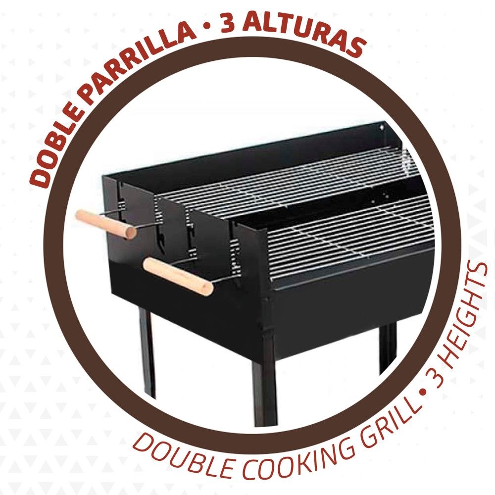 Barbacoa Carbón Madera Doble Parrilla Aktive