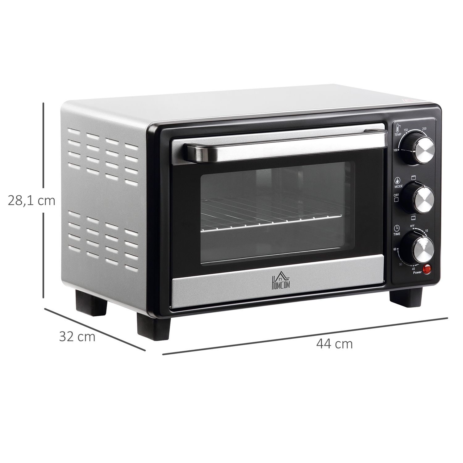 Horno Eléctrico Sobremesa 16l 1400w Con 3 Modos De Calor Homcom