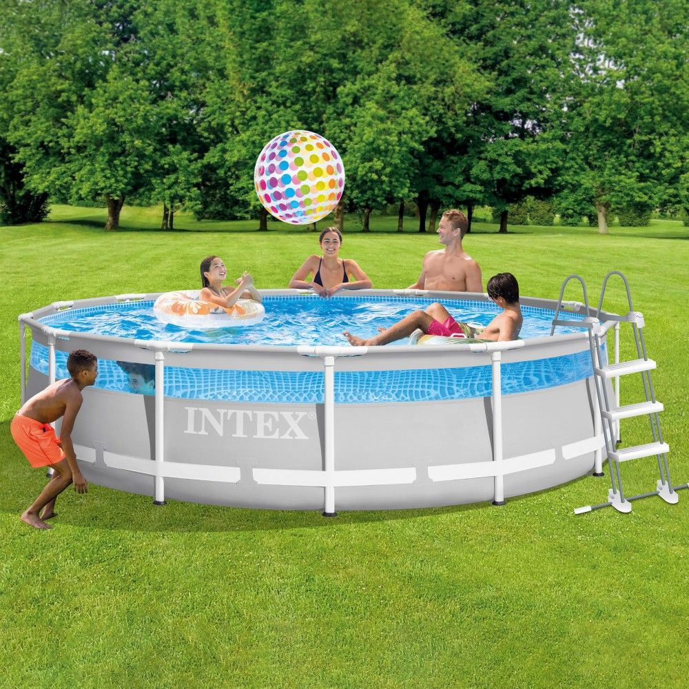 Piscina Desmontable Tubular Circular Pvc 427x107cm Gris Intex Con Depuradora