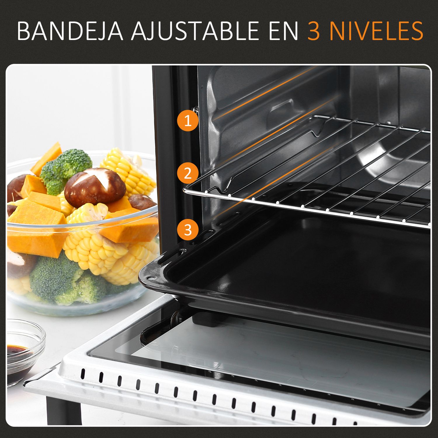 Horno Eléctrico Sobremesa 16l 1400w Con 3 Modos De Calor Homcom