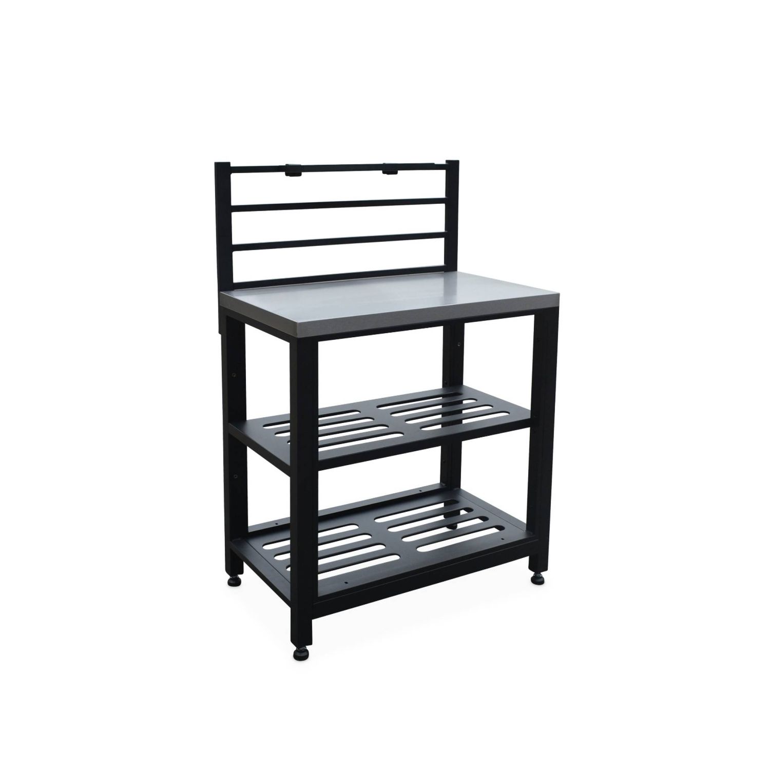 Cocina Exterior De Acero 2 Estantes, 80cm, Negro