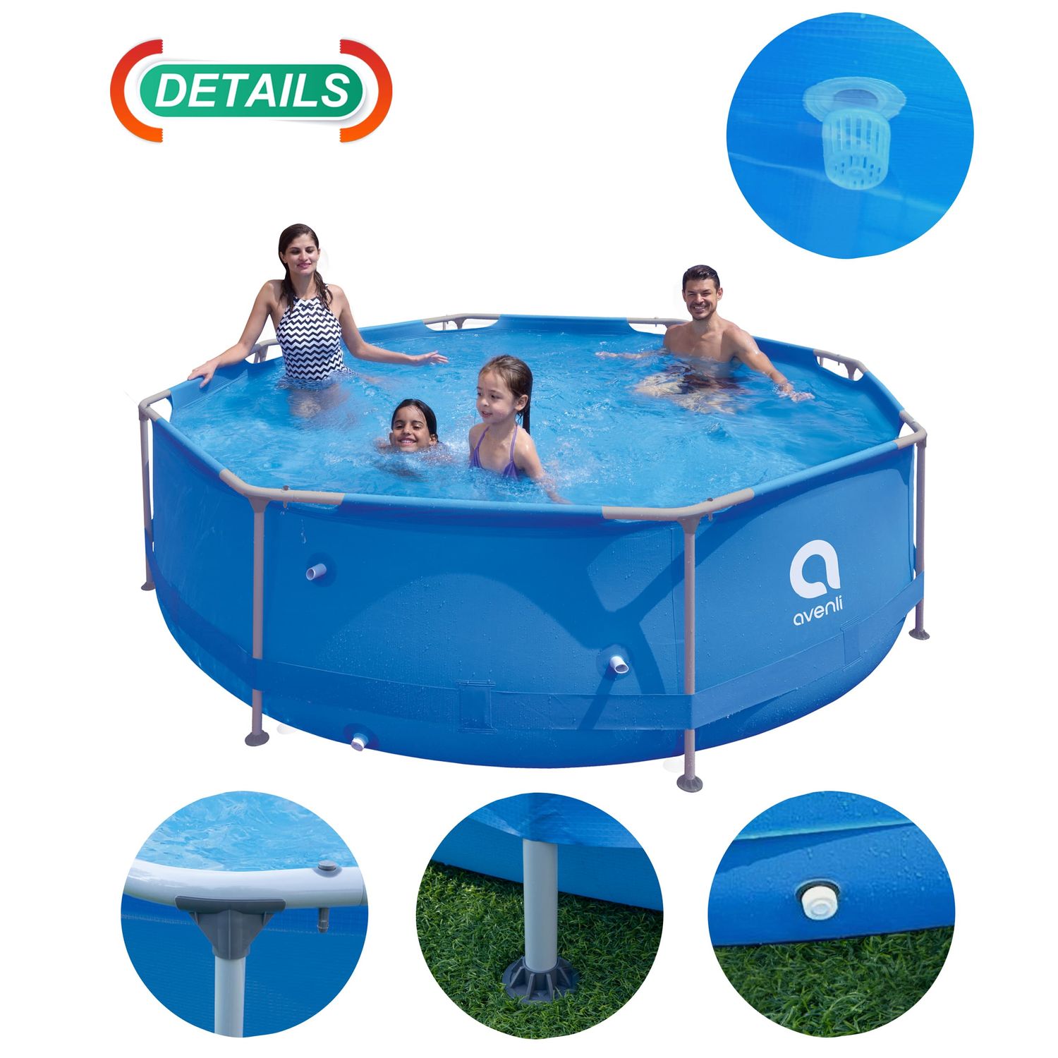 Piscina Tubular Montable Avenli. Capacidad 4383l. Medidas De 300cm Y 76cm, Con Depuradora.