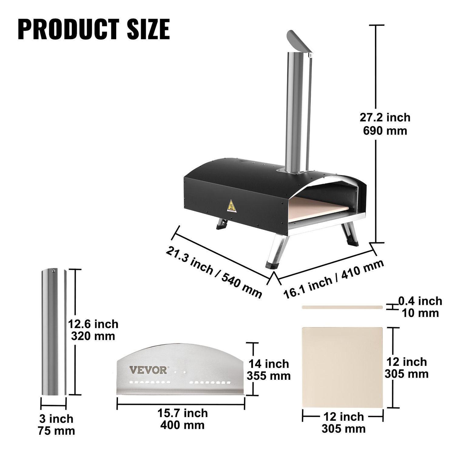 Horno De Pizza Para Exterior Acero Inox. 500ºc Tamaño De Pizza 12