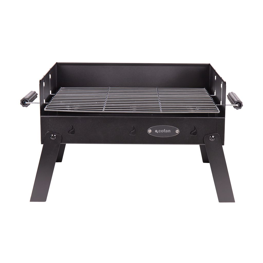 Cofan Barbacoa De Carbón Portátil | Parrilla De Acero Cromado | Barbacoa Plegable | Con Asas Laterales | Ideal Para Camping, Jardín Y Terraza | Medidas: 45,5 X 34,5 X 31,5 Cm
