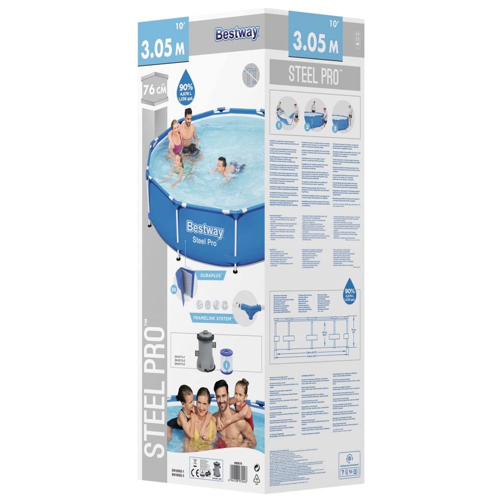 Vidaxl Piscina Desmontable Steel Pro Set Bestway Azul Ø305 Cm