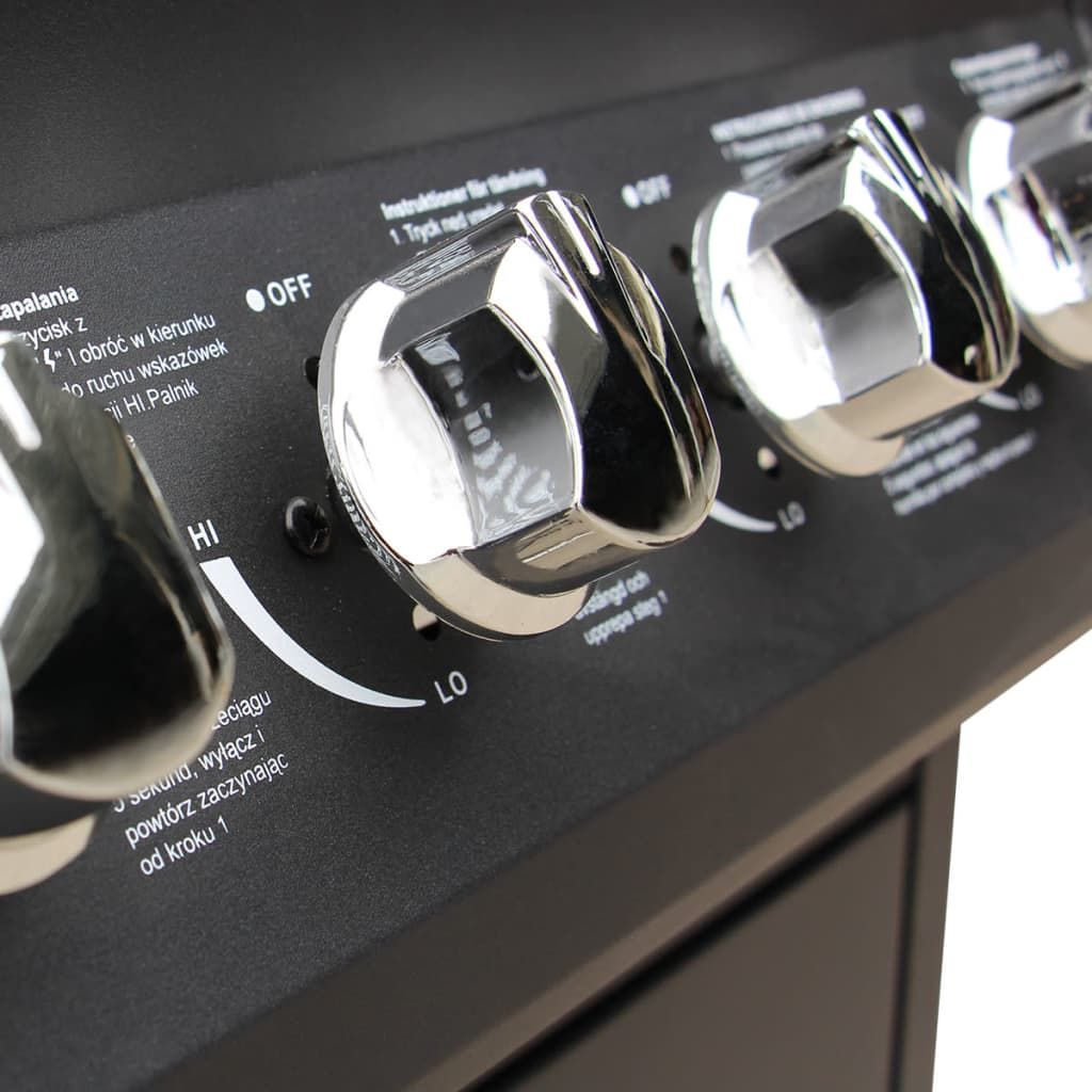 Barbacoa Grill De Gas 4+1 Quemadores Negra Vidaxl