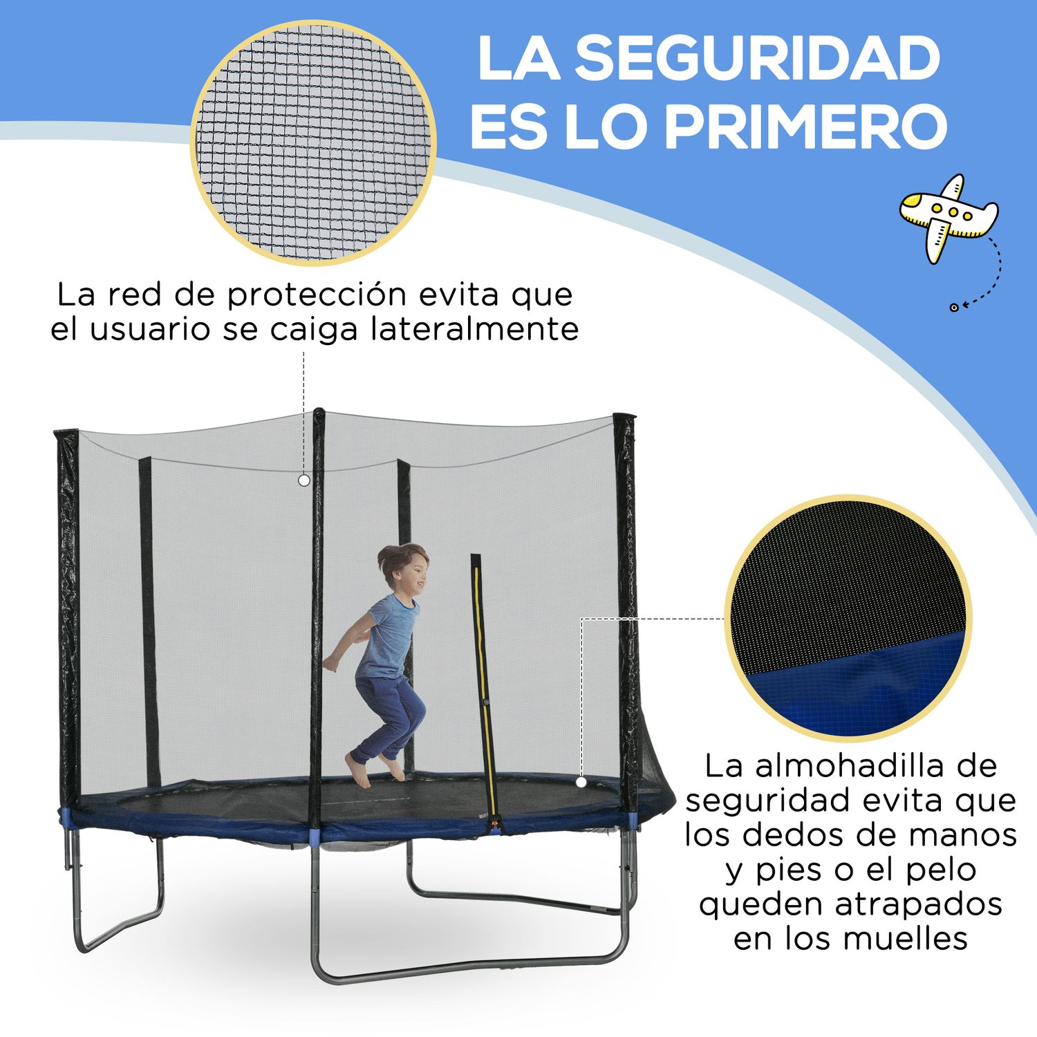 Cama Elástica Sportnow Acero Pp, Ø305x250 Cm, Azul