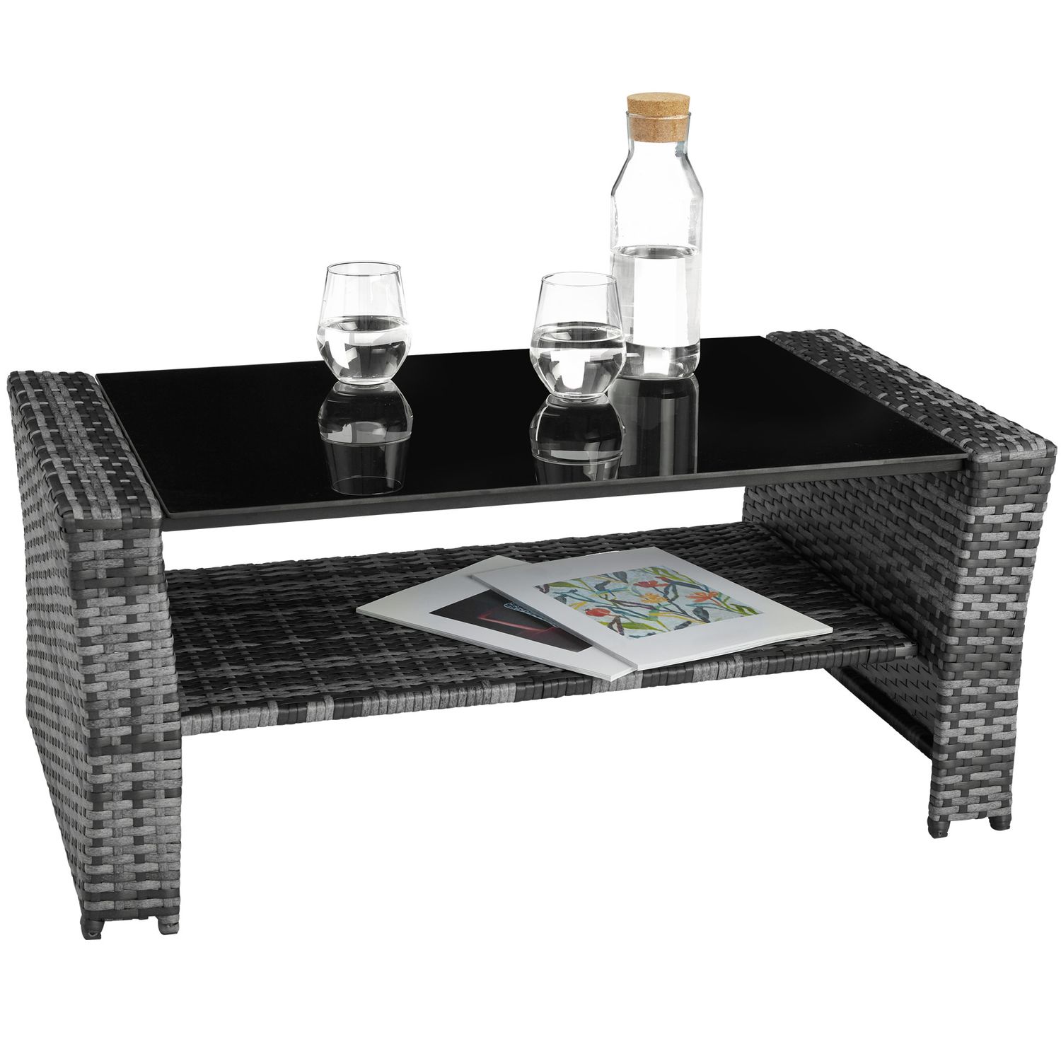 Conjunto De Ratán Módena Con Funda Protectora Incluida - Gris