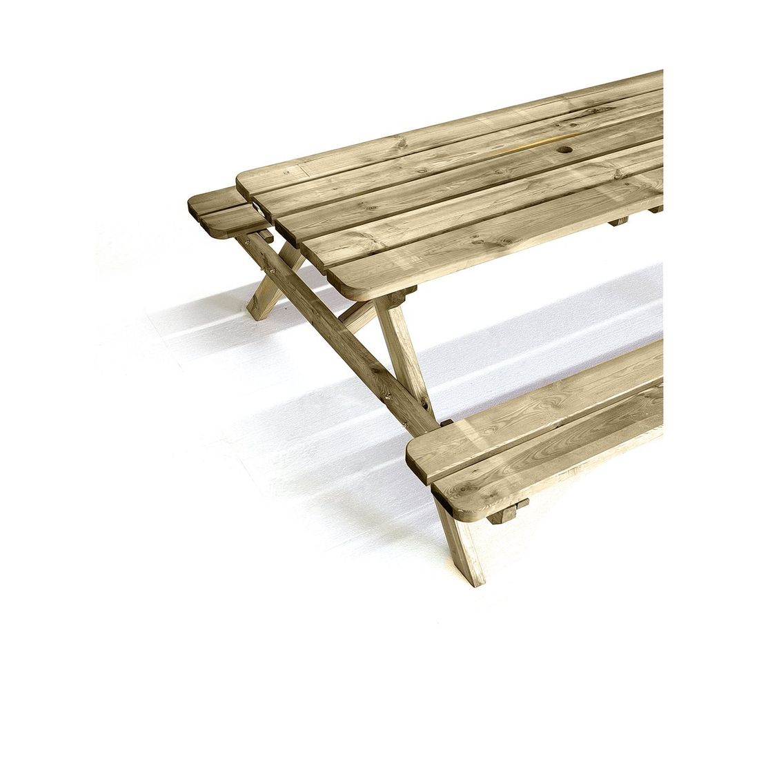 Mesa De Picnic Para 6-8 Adultos  Resistencia  Comedero De Madera Para Exterior  177 X 152 X 71 Cm  Natural