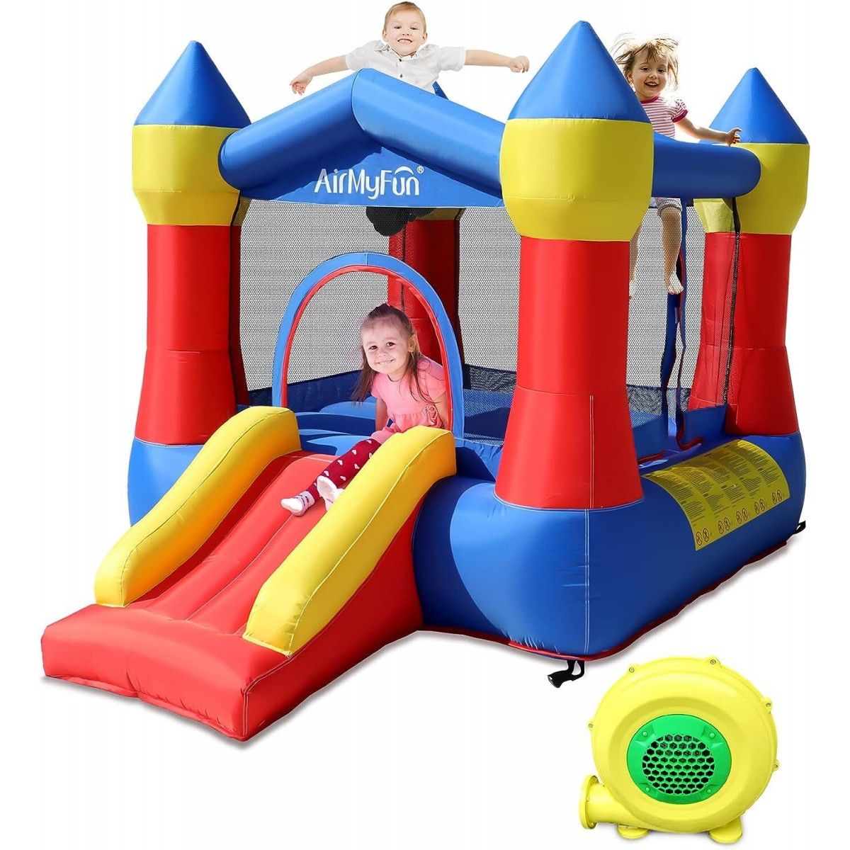 Castillo Inflable De Salto Windsor Rojo - Castillo Hinchable Para Niños Con Juegos Ideal Para Jardín O Espacio Grande